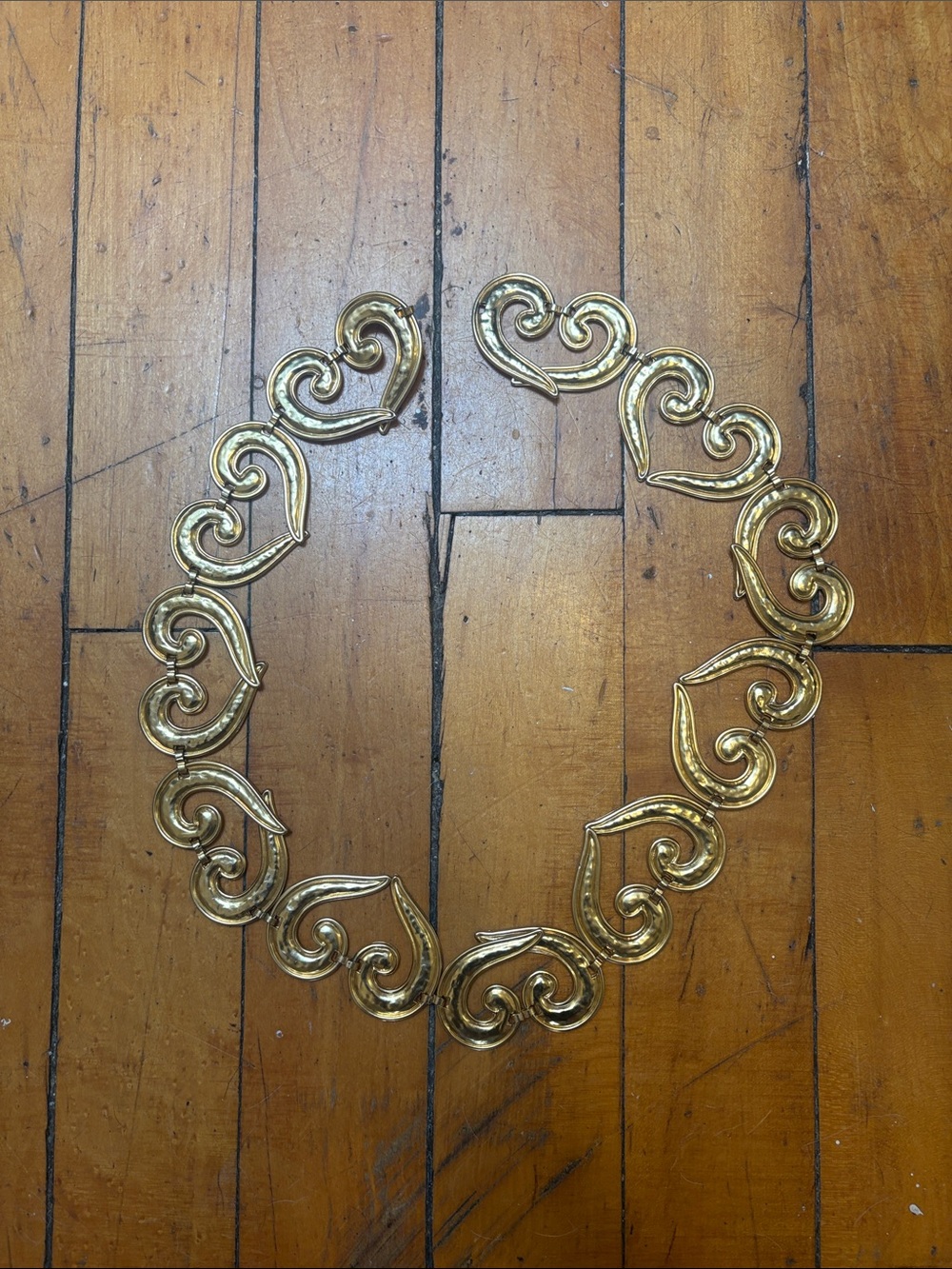 vintage 80s 90s swirl gold tone hearts edouard rambaud belt necklace
